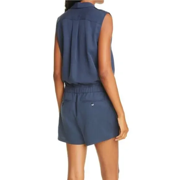 NWOT ATM Anthony Thomas Melillo Sleeveless Lyocell Romper in Midnight Blue, XS - Picture 10 of 10